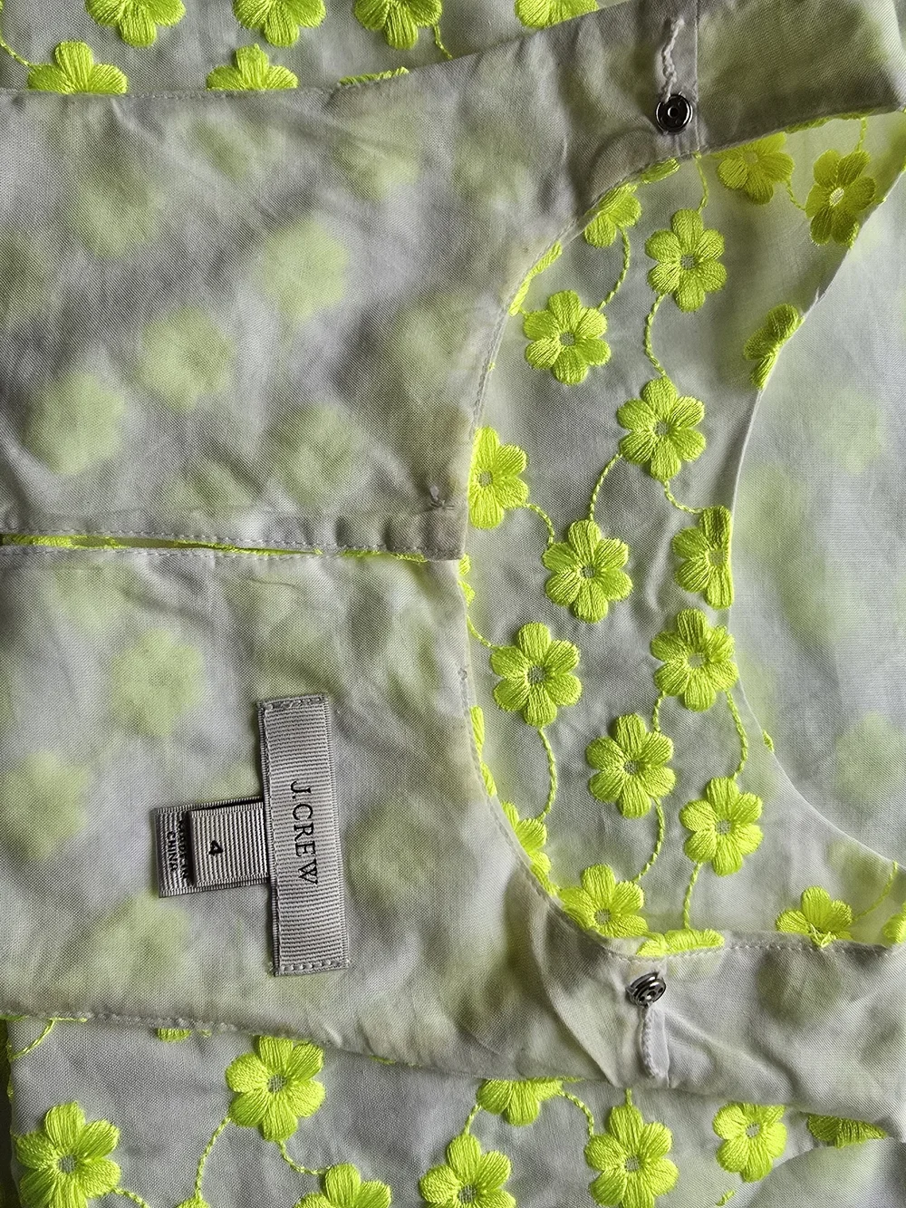 J.CREW Women’s Embroidered Floral Top Cotton Size 4